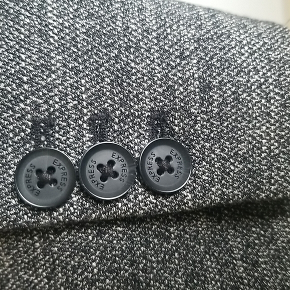 Express fitted Black and White/Gray Faux Leather on Collar Blazer - Picture 4 of 7